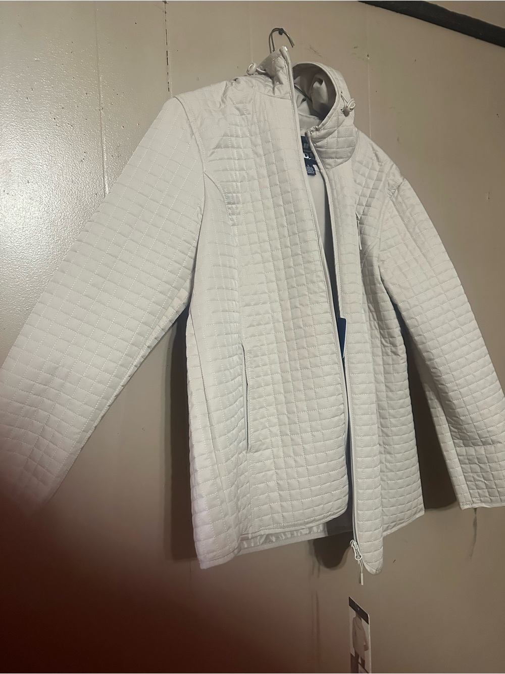 Lands' End White Quilted Hooded Puffer Jacket